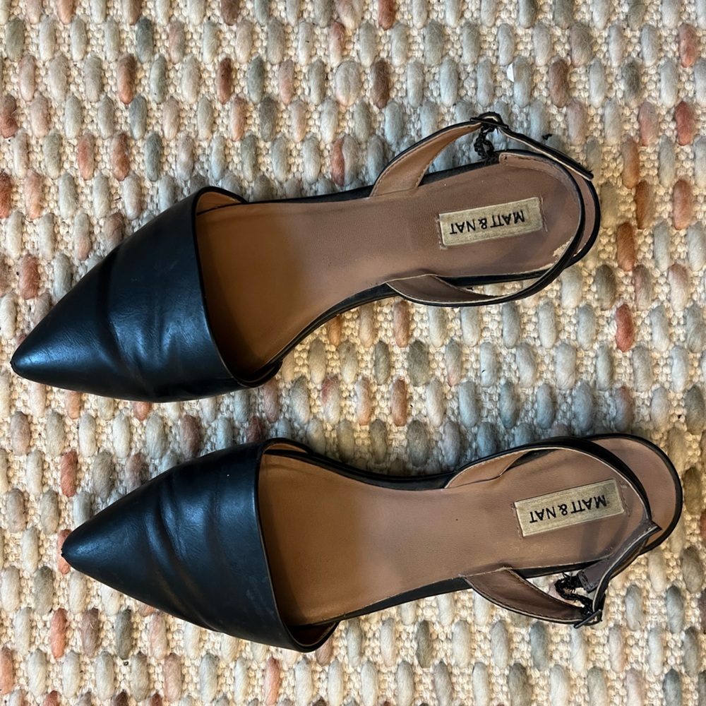 Black Matt & Nat Pointed Toe Slingback Flats